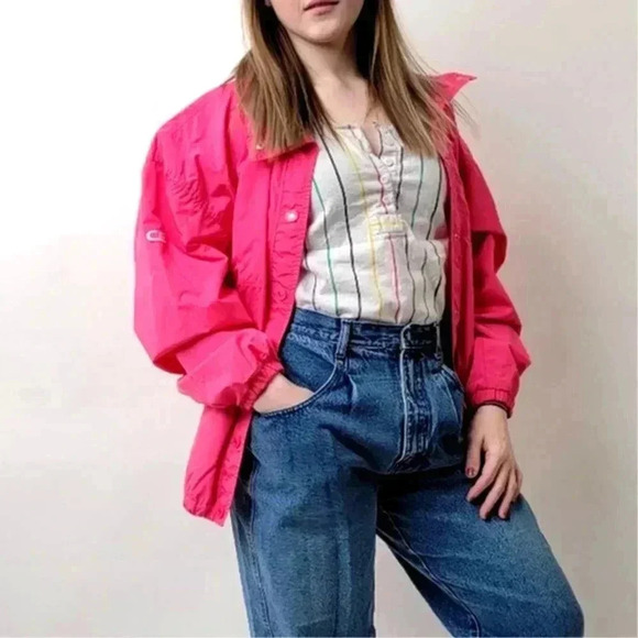 Vintage 1989 Neon Pink Light Bomber Track Jacket - Picture 6 of 8